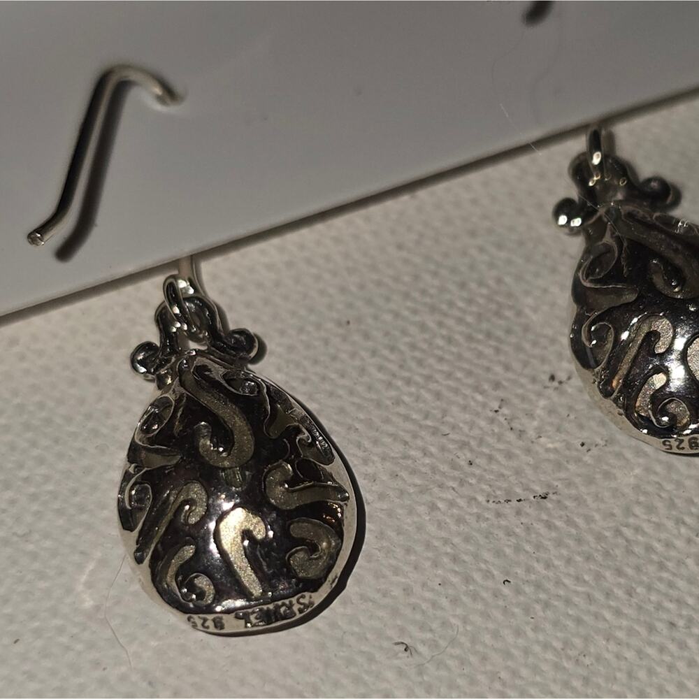 Noa Zuman‎ Sterling Silver Filigree Teardrop Swarovski Crystal Earrings New! - Picture 2 of 4